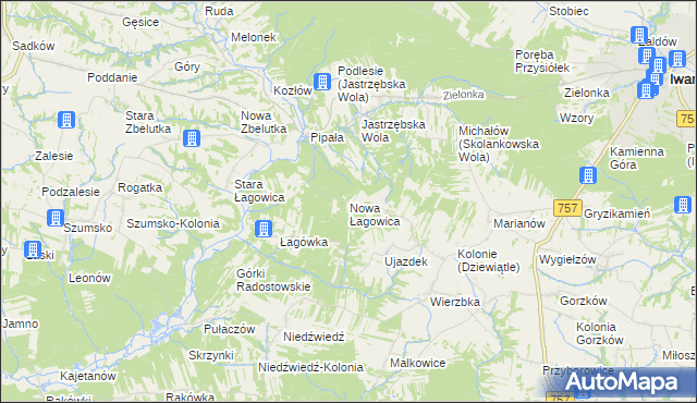 mapa Nowa Łagowica, Nowa Łagowica na mapie Targeo