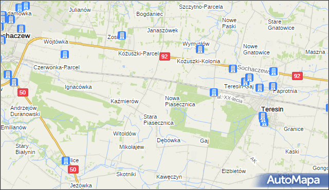 mapa Nowa Piasecznica, Nowa Piasecznica na mapie Targeo