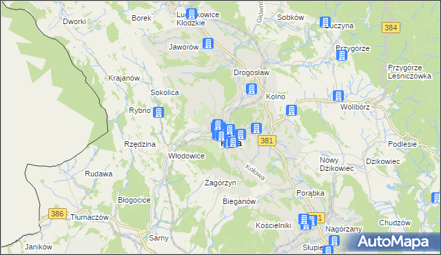 mapa Nowa Ruda powiat kłodzki, Nowa Ruda powiat kłodzki na mapie Targeo