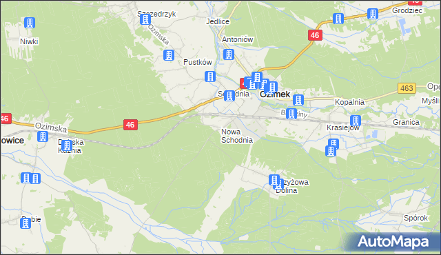 mapa Nowa Schodnia, Nowa Schodnia na mapie Targeo