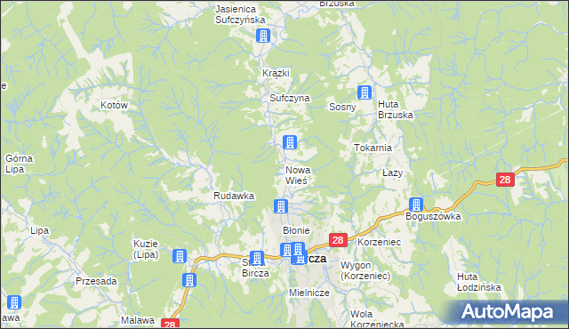 mapa Nowa Wieś gmina Bircza, Nowa Wieś gmina Bircza na mapie Targeo