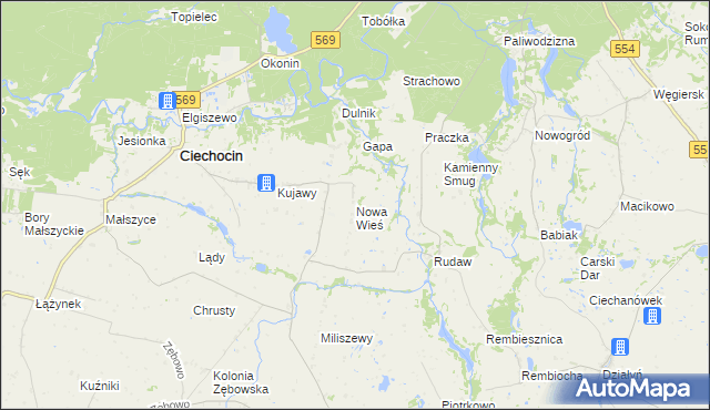 mapa Nowa Wieś gmina Ciechocin, Nowa Wieś gmina Ciechocin na mapie Targeo