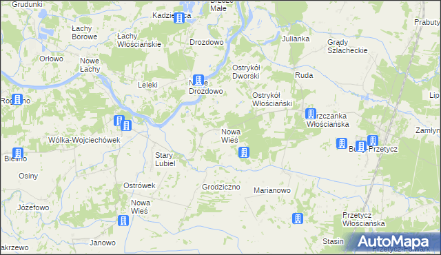 mapa Nowa Wieś gmina Długosiodło, Nowa Wieś gmina Długosiodło na mapie Targeo