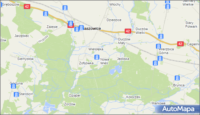 mapa Nowa Wieś gmina Domaszowice, Nowa Wieś gmina Domaszowice na mapie Targeo