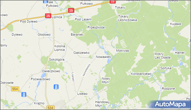 mapa Nowa Wieś gmina Golub-Dobrzyń, Nowa Wieś gmina Golub-Dobrzyń na mapie Targeo