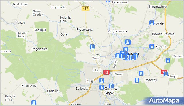 mapa Nowa Wieś gmina Gorzów Śląski, Nowa Wieś gmina Gorzów Śląski na mapie Targeo