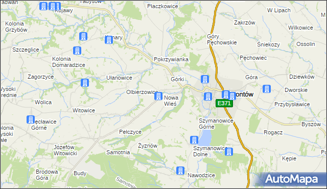 mapa Nowa Wieś gmina Klimontów, Nowa Wieś gmina Klimontów na mapie Targeo