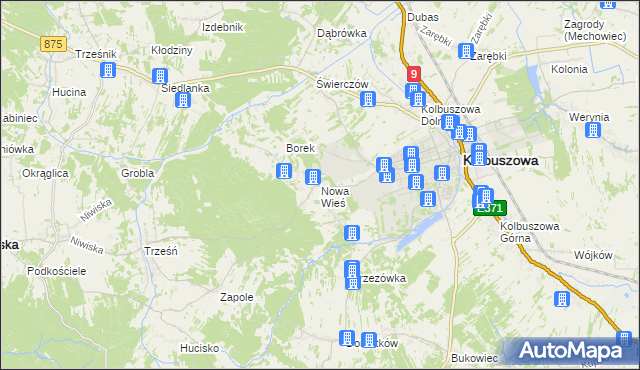 mapa Nowa Wieś gmina Kolbuszowa, Nowa Wieś gmina Kolbuszowa na mapie Targeo