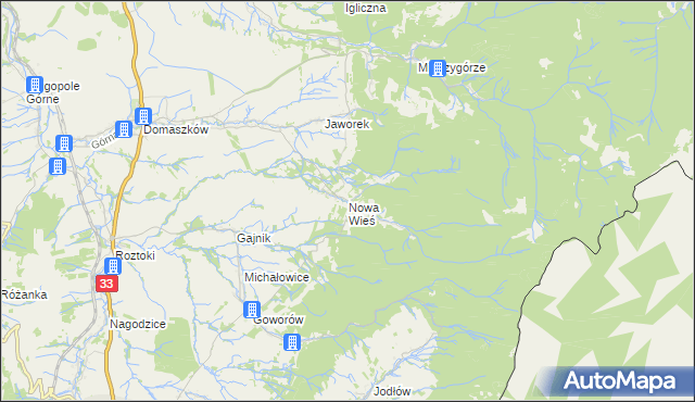 mapa Nowa Wieś gmina Międzylesie, Nowa Wieś gmina Międzylesie na mapie Targeo