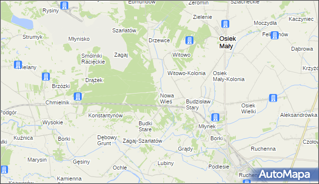 mapa Nowa Wieś gmina Osiek Mały, Nowa Wieś gmina Osiek Mały na mapie Targeo