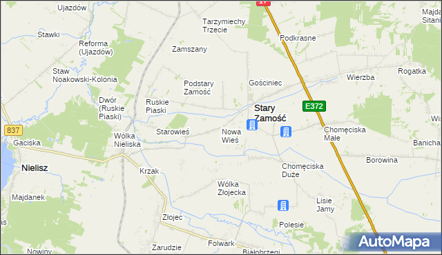 mapa Nowa Wieś gmina Stary Zamość, Nowa Wieś gmina Stary Zamość na mapie Targeo