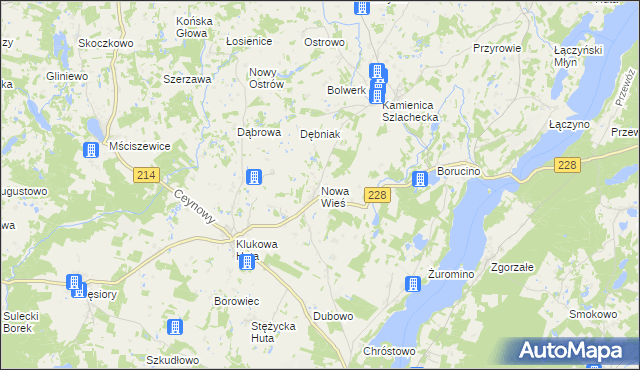 mapa Nowa Wieś gmina Stężyca, Nowa Wieś gmina Stężyca na mapie Targeo