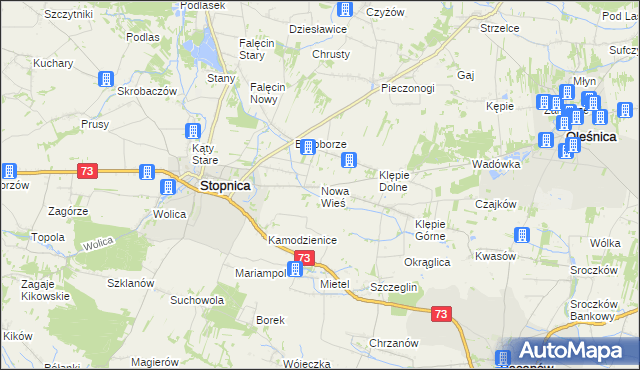 mapa Nowa Wieś gmina Stopnica, Nowa Wieś gmina Stopnica na mapie Targeo