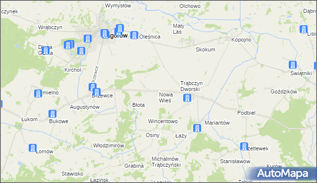 mapa Nowa Wieś gmina Zagórów, Nowa Wieś gmina Zagórów na mapie Targeo