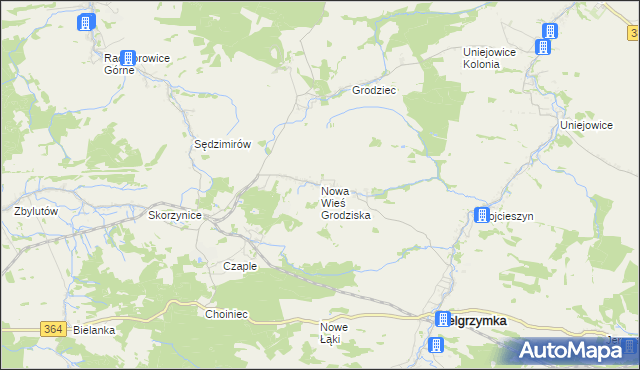 mapa Nowa Wieś Grodziska, Nowa Wieś Grodziska na mapie Targeo