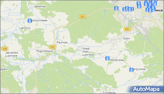 mapa Nowa Wieś Lubińska, Nowa Wieś Lubińska na mapie Targeo