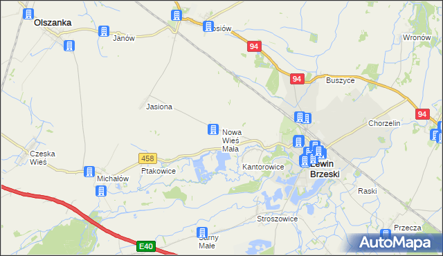 mapa Nowa Wieś Mała gmina Lewin Brzeski, Nowa Wieś Mała gmina Lewin Brzeski na mapie Targeo