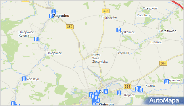 mapa Nowa Wieś Złotoryjska, Nowa Wieś Złotoryjska na mapie Targeo