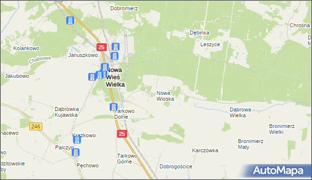 mapa Nowa Wioska gmina Nowa Wieś Wielka, Nowa Wioska gmina Nowa Wieś Wielka na mapie Targeo