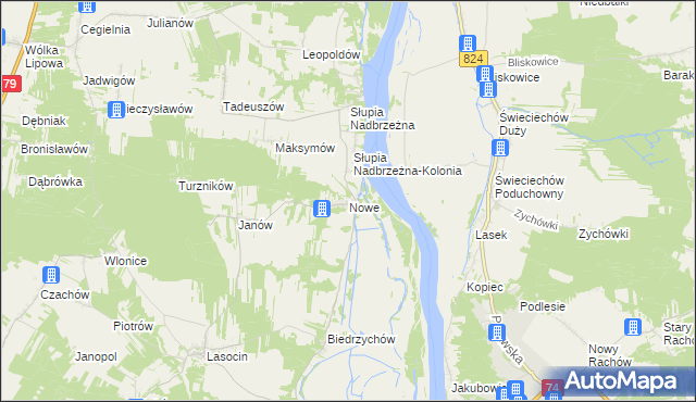 mapa Nowe gmina Ożarów, Nowe gmina Ożarów na mapie Targeo