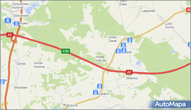 mapa Nowe Karcze, Nowe Karcze na mapie Targeo