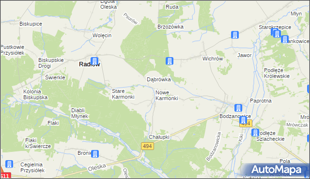 mapa Nowe Karmonki, Nowe Karmonki na mapie Targeo