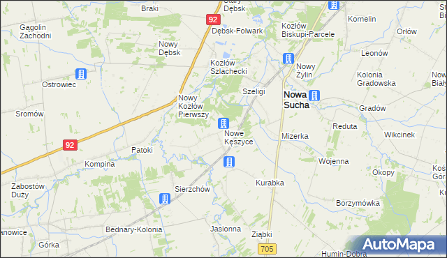 mapa Nowe Kęszyce, Nowe Kęszyce na mapie Targeo