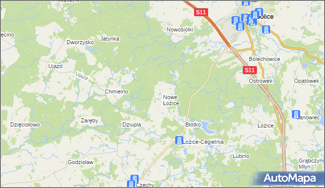 mapa Nowe Łozice, Nowe Łozice na mapie Targeo