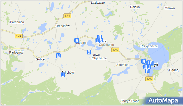 mapa Nowe Objezierze, Nowe Objezierze na mapie Targeo