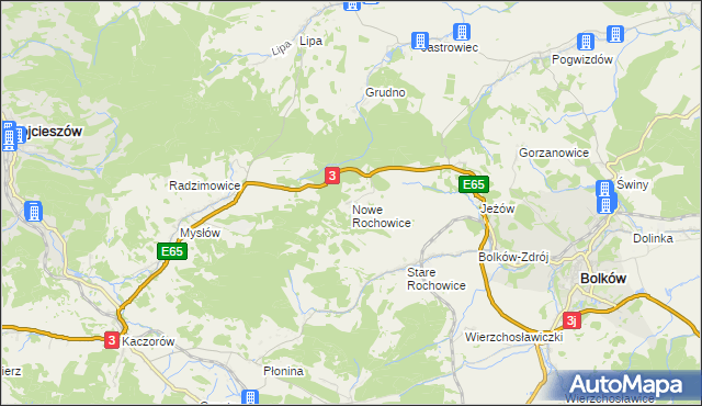 mapa Nowe Rochowice, Nowe Rochowice na mapie Targeo