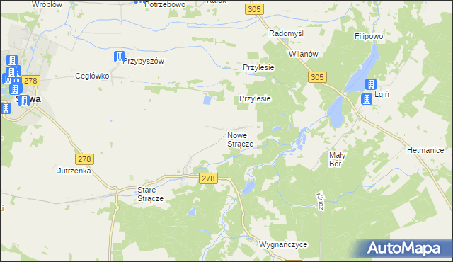 mapa Nowe Strącze, Nowe Strącze na mapie Targeo