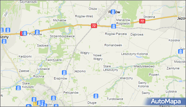 mapa Nowe Wągry, Nowe Wągry na mapie Targeo