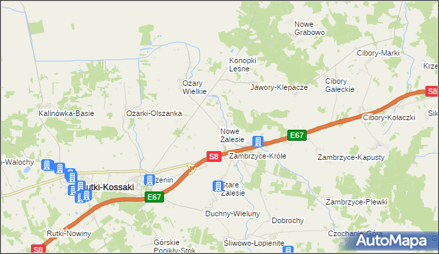 mapa Nowe Zalesie gmina Rutki, Nowe Zalesie gmina Rutki na mapie Targeo