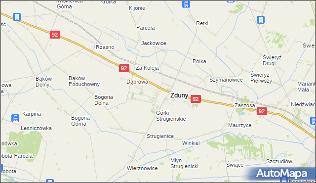 mapa Nowe Zduny, Nowe Zduny na mapie Targeo
