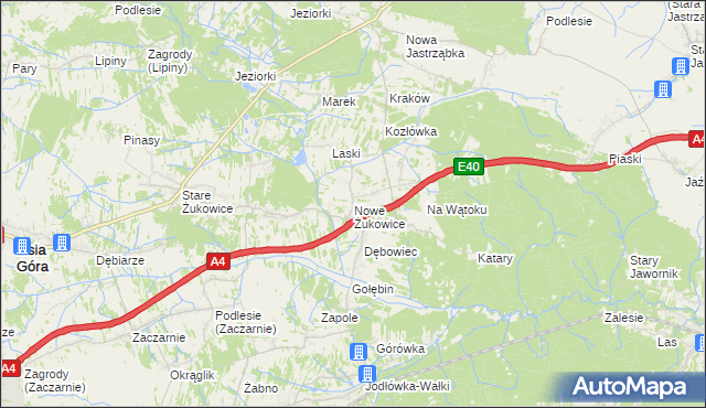 mapa Nowe Żukowice, Nowe Żukowice na mapie Targeo