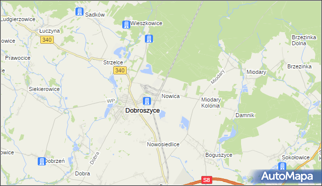 mapa Nowica gmina Dobroszyce, Nowica gmina Dobroszyce na mapie Targeo