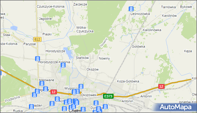 mapa Nowiny gmina Chełm, Nowiny gmina Chełm na mapie Targeo