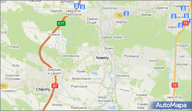 mapa Nowiny gmina Sitkówka-Nowiny, Nowiny gmina Sitkówka-Nowiny na mapie Targeo