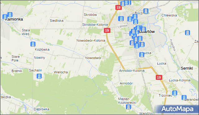 mapa Nowodwór-Piaski, Nowodwór-Piaski na mapie Targeo