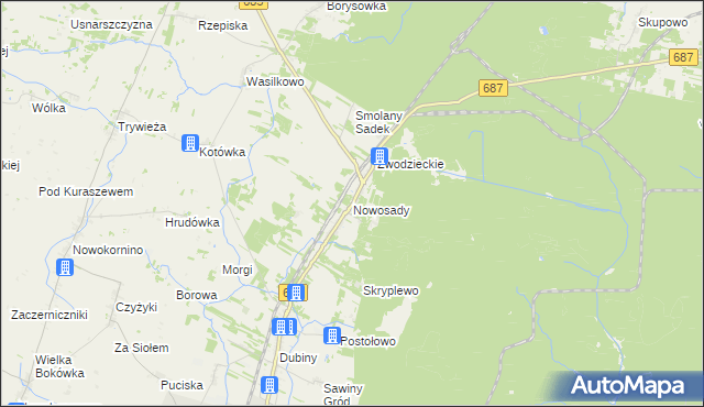 mapa Nowosady gmina Hajnówka, Nowosady gmina Hajnówka na mapie Targeo