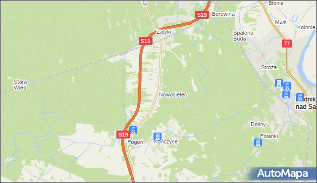 mapa Nowosielec gmina Nisko, Nowosielec gmina Nisko na mapie Targeo