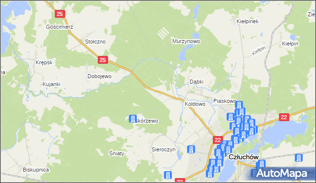 mapa Nowosiółki gmina Człuchów, Nowosiółki gmina Człuchów na mapie Targeo