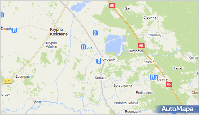 mapa Nowosiółki gmina Dobrzyniewo Duże, Nowosiółki gmina Dobrzyniewo Duże na mapie Targeo