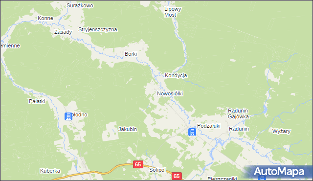 mapa Nowosiółki gmina Gródek, Nowosiółki gmina Gródek na mapie Targeo