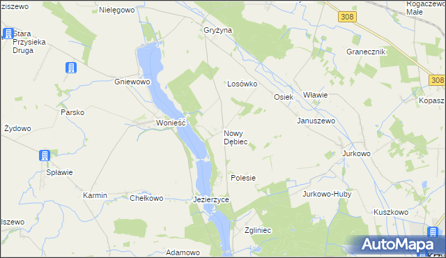 mapa Nowy Dębiec, Nowy Dębiec na mapie Targeo