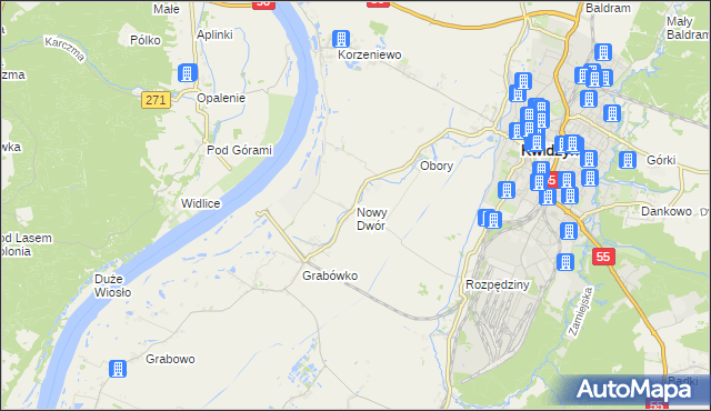 mapa Nowy Dwór gmina Kwidzyn, Nowy Dwór gmina Kwidzyn na mapie Targeo