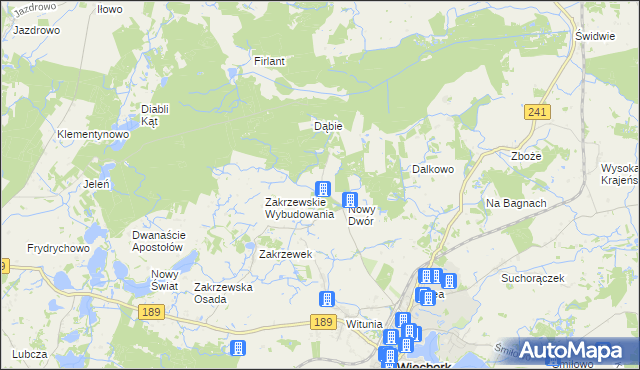 mapa Nowy Dwór gmina Więcbork, Nowy Dwór gmina Więcbork na mapie Targeo