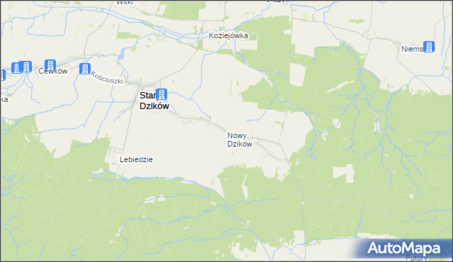 mapa Nowy Dzików, Nowy Dzików na mapie Targeo