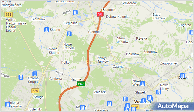 mapa Nowy Janków, Nowy Janków na mapie Targeo