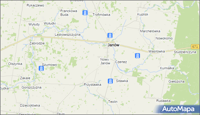 mapa Nowy Janów gmina Janów, Nowy Janów gmina Janów na mapie Targeo